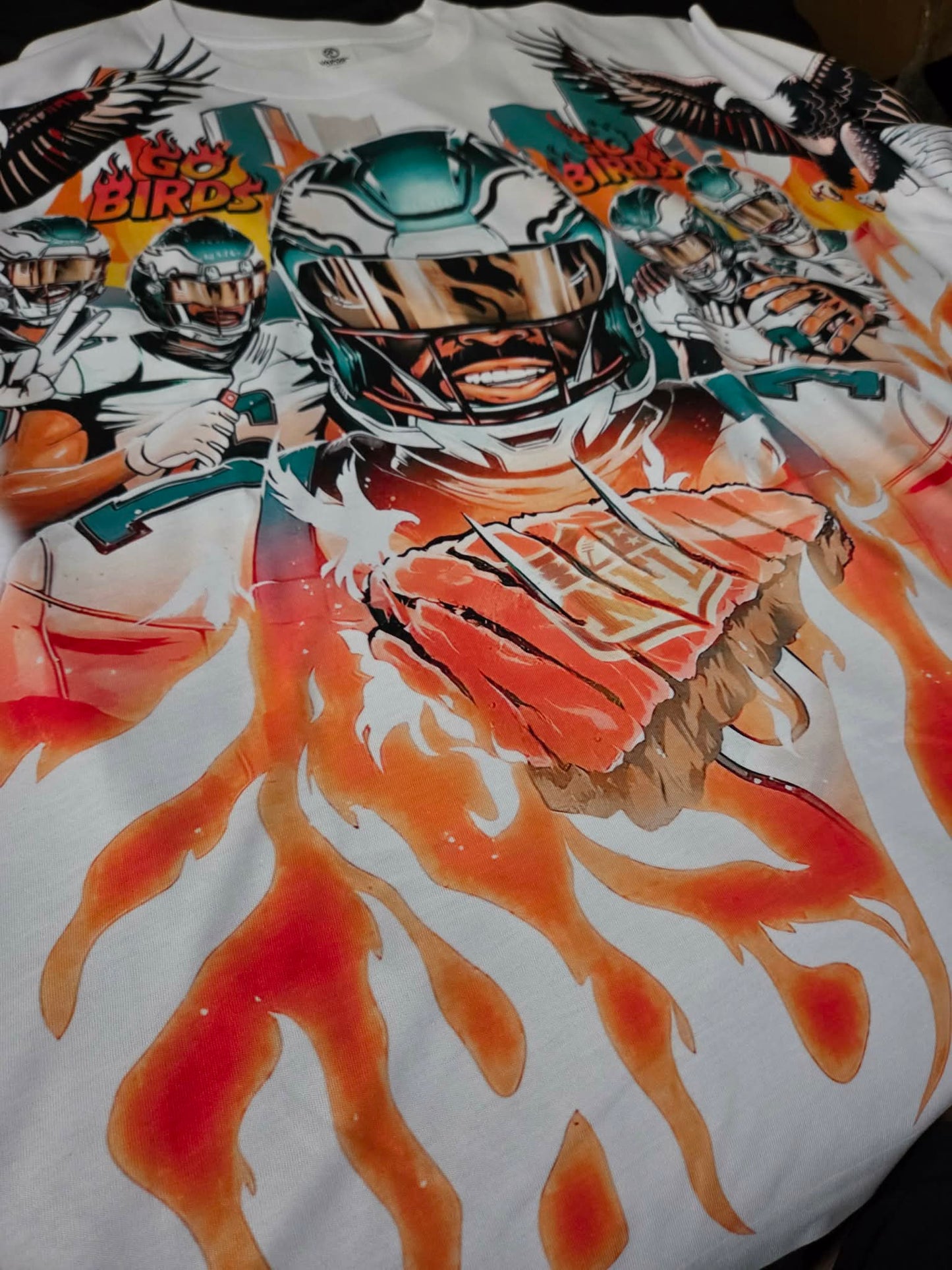 LIMITED "Cooking the League" PREMIUM 100% Ring Spun POLYESTER OVER SIZED FRONT PRINTED TEE (see description for sizing recomendations as they run about 1 size big)