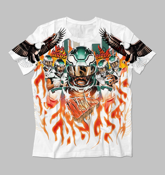 LIMITED "Cooking the League" PREMIUM 100% Ring Spun POLYESTER OVER SIZED FRONT PRINTED TEE (see description for sizing recomendations as they run about 1 size big)